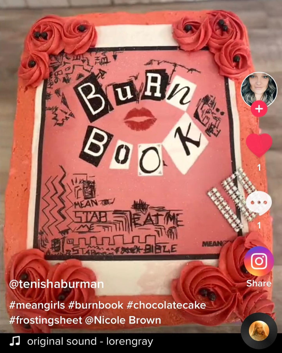 Mean Girls / Burn Book - Cake Topper / Cupcake Toppers / Cake Picks -  Glitter Ca