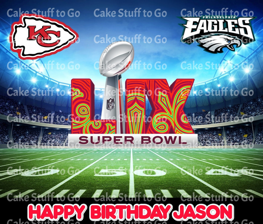 Super Bowl  59  Kansas City Chiefs vs  Philadelphia Eagles Edible Cake Topper