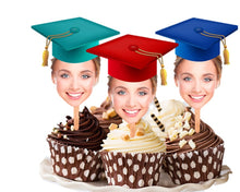 Load image into Gallery viewer, Graduation Face Cupcake Toppers w/Your Photo