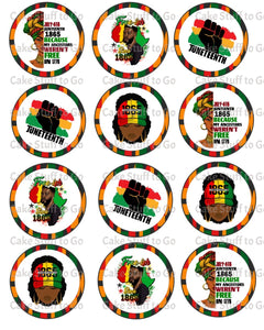 Juneteenth Edible CupCake Toppers