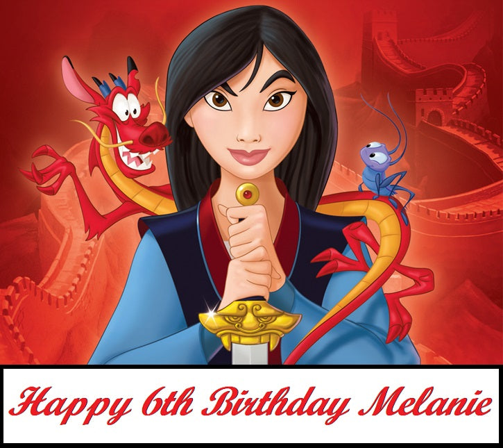 MULAN PERSONALISED EDIBLE Wafer Icing Cake Topper Costco Size upto A3 £9.95  - PicClick UK